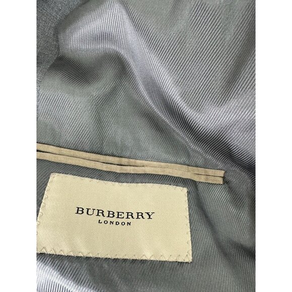 Burberry London Blazer Jacket 46R Gray 3 Button 100% Wool Double Vent USA Made